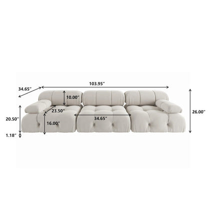 Velvet 3-seater Reversible Modular Sofa