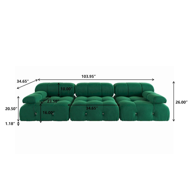 Velvet 3-seater Reversible Modular Sofa