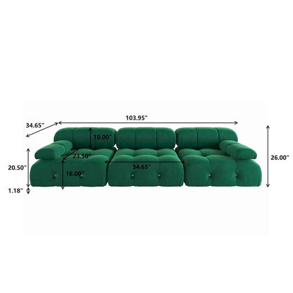 Velvet 3-seater Reversible Modular Sofa