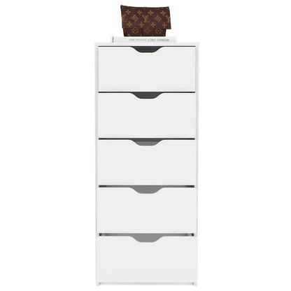 Basilea Narrow Dresser with 5 Drawers, White