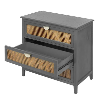 Natural Rattan Storage Cabinet 3 Drawer Chest
