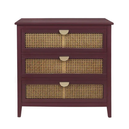Natural Rattan Storage Cabinet 3 Drawer Chest