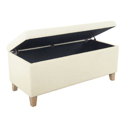 HomePop Sherpa Upholstered Storage Bench - Cream