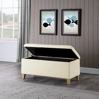 HomePop Sherpa Upholstered Storage Bench - Cream