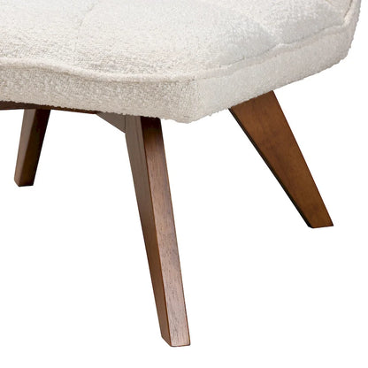 Darielle Japandi Cream Boucle Fabric and Walnut Brown Finished Rubberwood Accent Chair