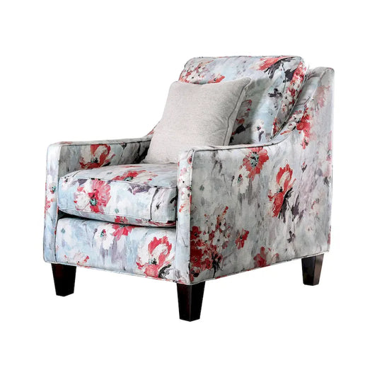 Lilu Transitional Ivory Chenille Linen Upholstered Accent Chair by Furniture of America