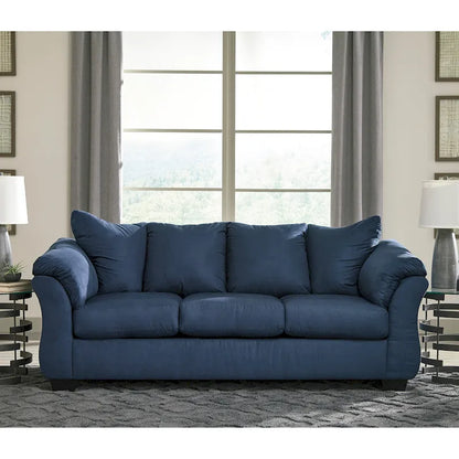Aruca Navy Blue Microfiber Pillow-back Sofa