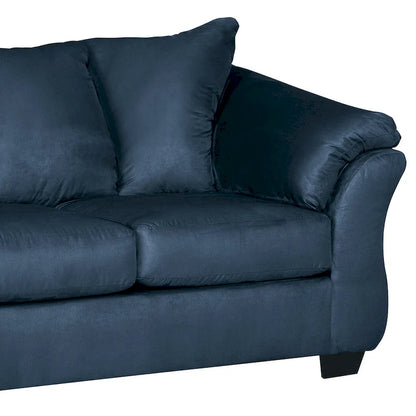 Aruca Navy Blue Microfiber Pillow-back Sofa