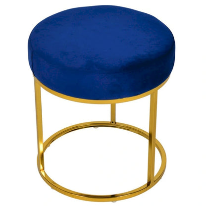 Modrest Elmont Modern Blue Velvet & Gold Stool Ottoman