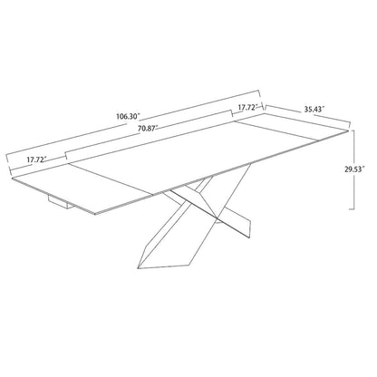 Davee Grey Ceramic Top Extendable Dining Table - 70.87/106.31*35.43*29.53inches