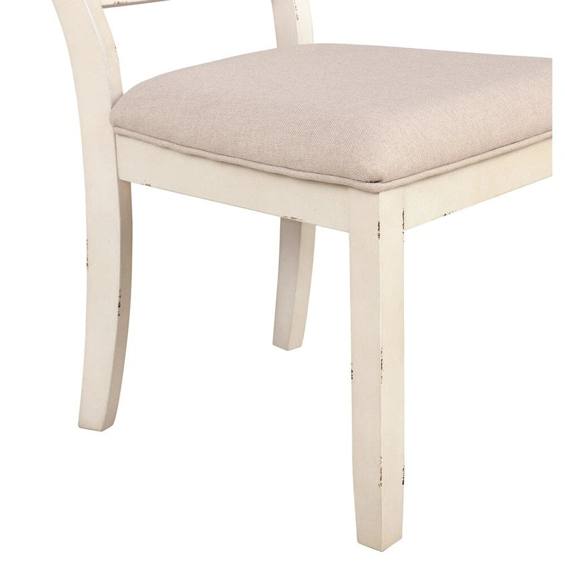 Roundhill Furniture Prato 5-piece Dining Table Set With Cross Back Chairs, Antique White and Distressed Oak