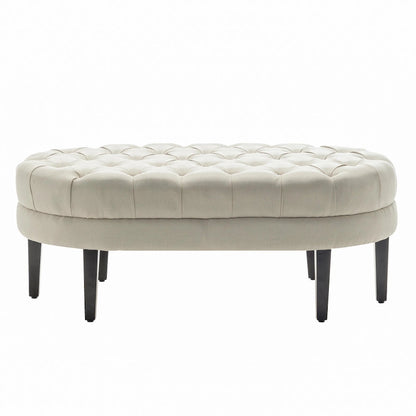 Porthos Home Itan Fabric Oval Cocktail Ottoman with Rubberwood Legs