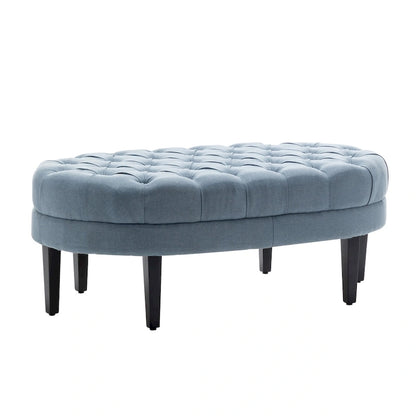 Porthos Home Itan Fabric Oval Cocktail Ottoman with Rubberwood Legs