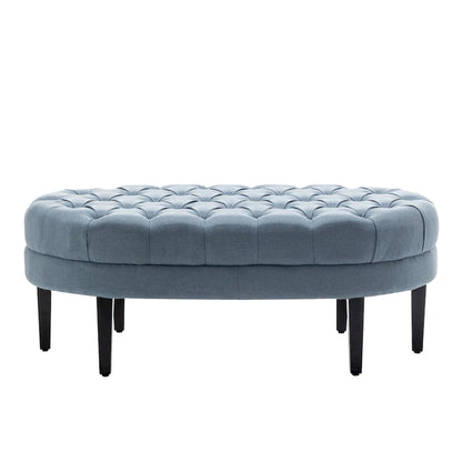 Porthos Home Itan Fabric Oval Cocktail Ottoman with Rubberwood Legs