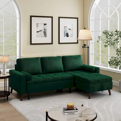 88 Reversible Pull out Sleeper Sectional Storage Sofa Bed