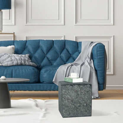 Adeco Square Ottoman Vanity Stool Fabric Upholstered Footrest Footstool