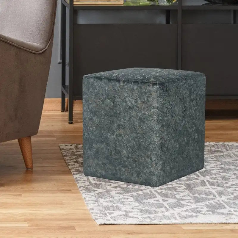 Adeco Square Ottoman Vanity Stool Fabric Upholstered Footrest Footstool