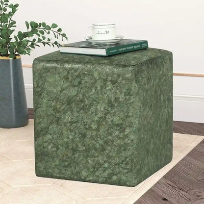 Adeco Square Ottoman Vanity Stool Fabric Upholstered Footrest Footstool