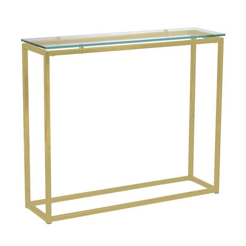 HomeRoots 36 Clear and Silver Glass Sled Console Table