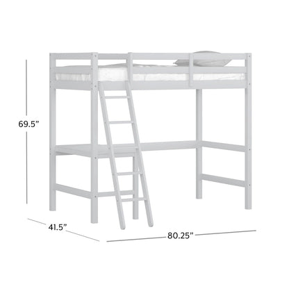Hillsdale Caspian Wood Twin Loft Bed with Desk