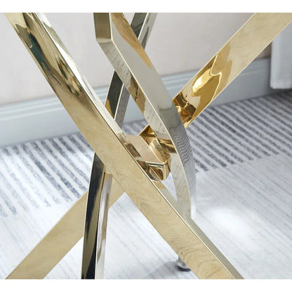 Modern Round Tempered Glass End Table with Stainless Steel Legs