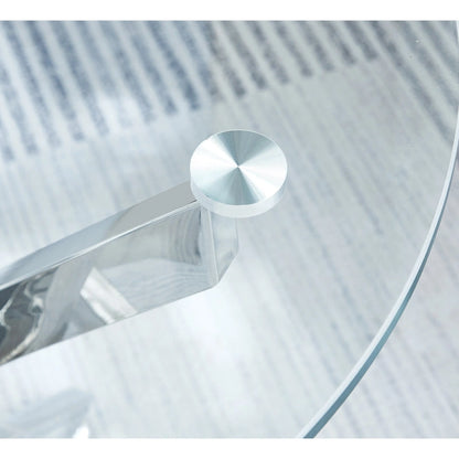 Modern Round Tempered Glass End Table with Stainless Steel Legs
