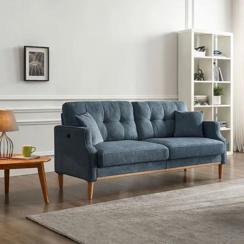 Modern 3-seat Fabric Sofa with USB Charge Port