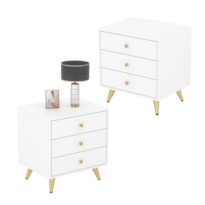 21.2 Tall End Table Sofa Coffee Nightstand in White Metal Leg