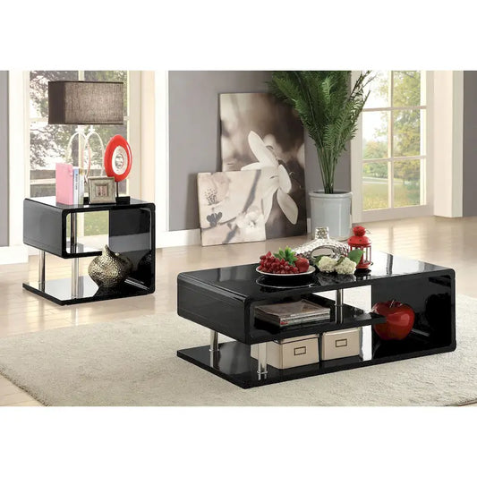 Inomata Contemporary 47-inch Wood Open-Shelf 2-Piece Coffee Table and End Table Set by Furniture of America