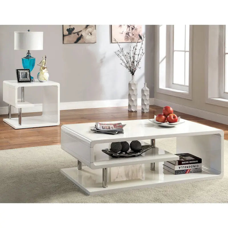 Inomata Contemporary 47-inch Wood Open-Shelf 2-Piece Coffee Table and End Table Set by Furniture of America
