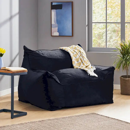 Loubar Velveteen Oversized Bean Bag Chair with Armrests by Christopher Knight Home