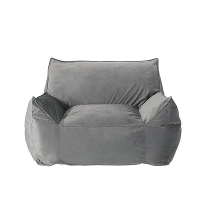 Loubar Velveteen Oversized Bean Bag Chair with Armrests by Christopher Knight Home