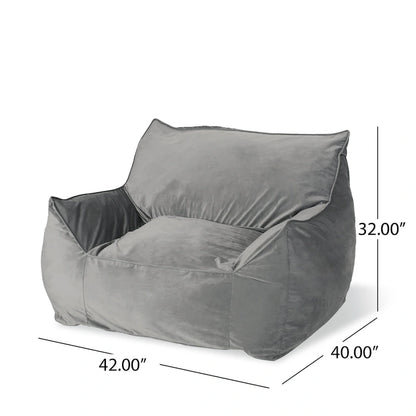 Loubar Velveteen Oversized Bean Bag Chair with Armrests by Christopher Knight Home