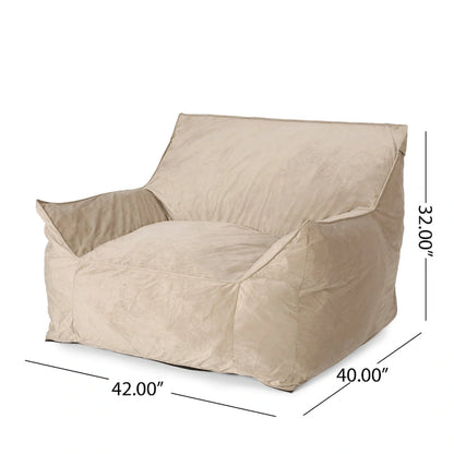 Loubar Velveteen Oversized Bean Bag Chair with Armrests by Christopher Knight Home