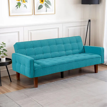 Futon Sofa Bed, Modern Convertible Sleeper Couch with Armrests for Studio, Office, Apartment, Compact Living, Game Room
