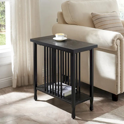 Carbon Loft Peter Matte Black Slatted Narrow Chairside Table