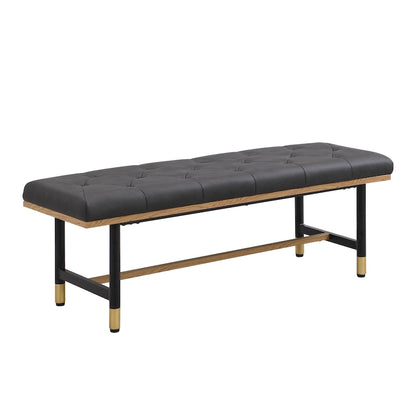 Metal and Faux Leather End of Bed Bench with Black Gold Stool Legs for Entryway Living Room