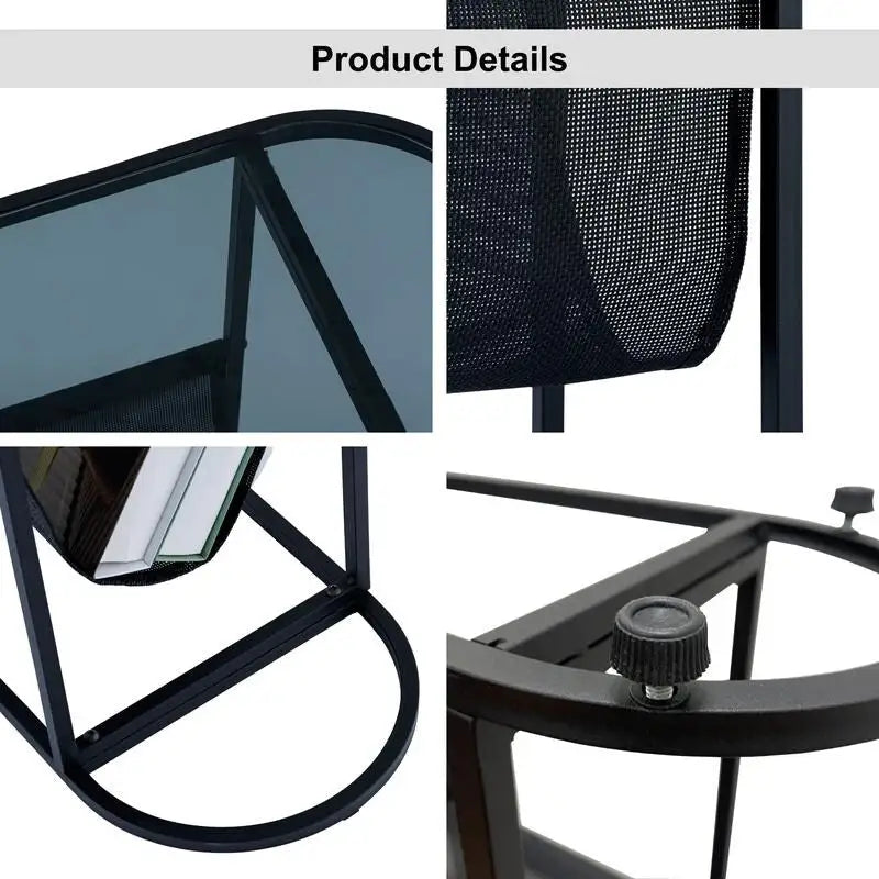Oval Narrow Side Table Set of 2 End Tables with Organizer Storage