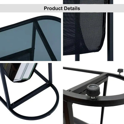 Oval Narrow Side Table Set of 2 End Tables with Organizer Storage