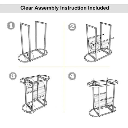 Oval Narrow Side Table Set of 2 End Tables with Organizer Storage