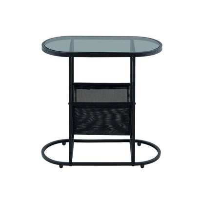 Oval Narrow Side Table Set of 2 End Tables with Organizer Storage
