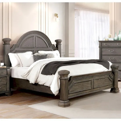 Stroh Traditional Wood Trim Molding Panel Bed with Bell-shaped Headboard by Furniture of America