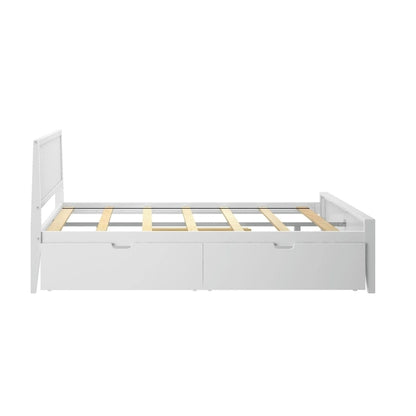 Plank and Beam Queen-Size Bed with Panel Headboard and Storage Drawers