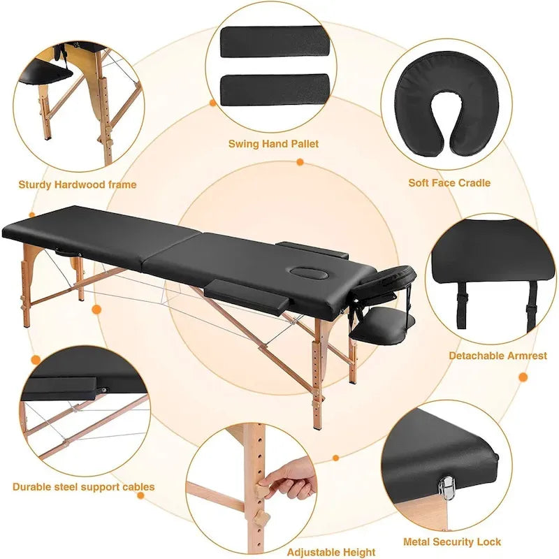 Massage Table 84 Inches Long Portable with Carry Case Table