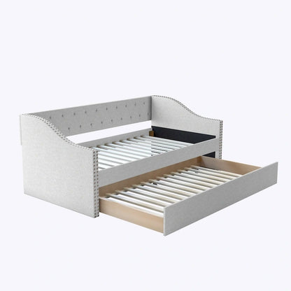 Boyd Sleep Manchester Linen Upholstered Twin Daybed with Trundle