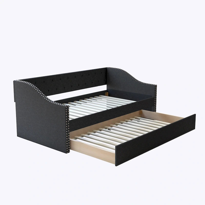 Boyd Sleep Manchester Linen Upholstered Twin Daybed with Trundle