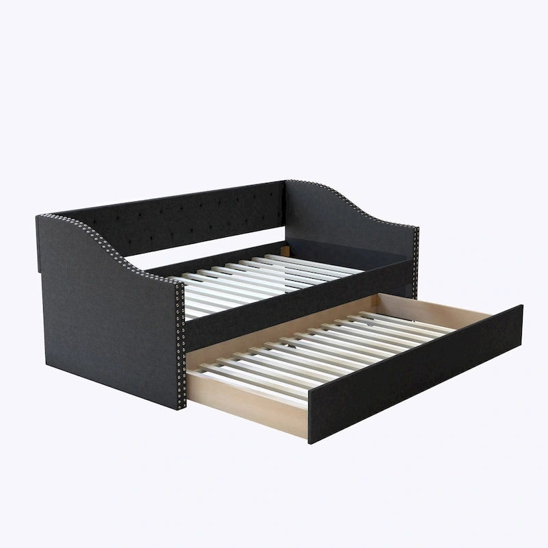 Boyd Sleep Manchester Linen Upholstered Twin Daybed with Trundle