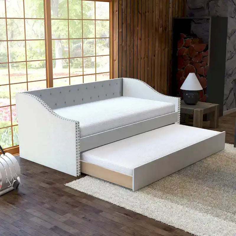 Boyd Sleep Manchester Linen Upholstered Twin Daybed with Trundle