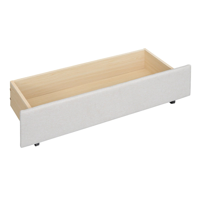 Full Size Upholstered Platform Bed with Twin Size Trundle and 2 Drawers