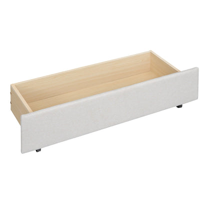 Full Size Upholstered Platform Bed with Twin Size Trundle and 2 Drawers